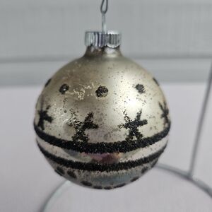 Vintage Shiny Brite Mica Christmas Tree Ornament Mercury Glass Silver Black Star